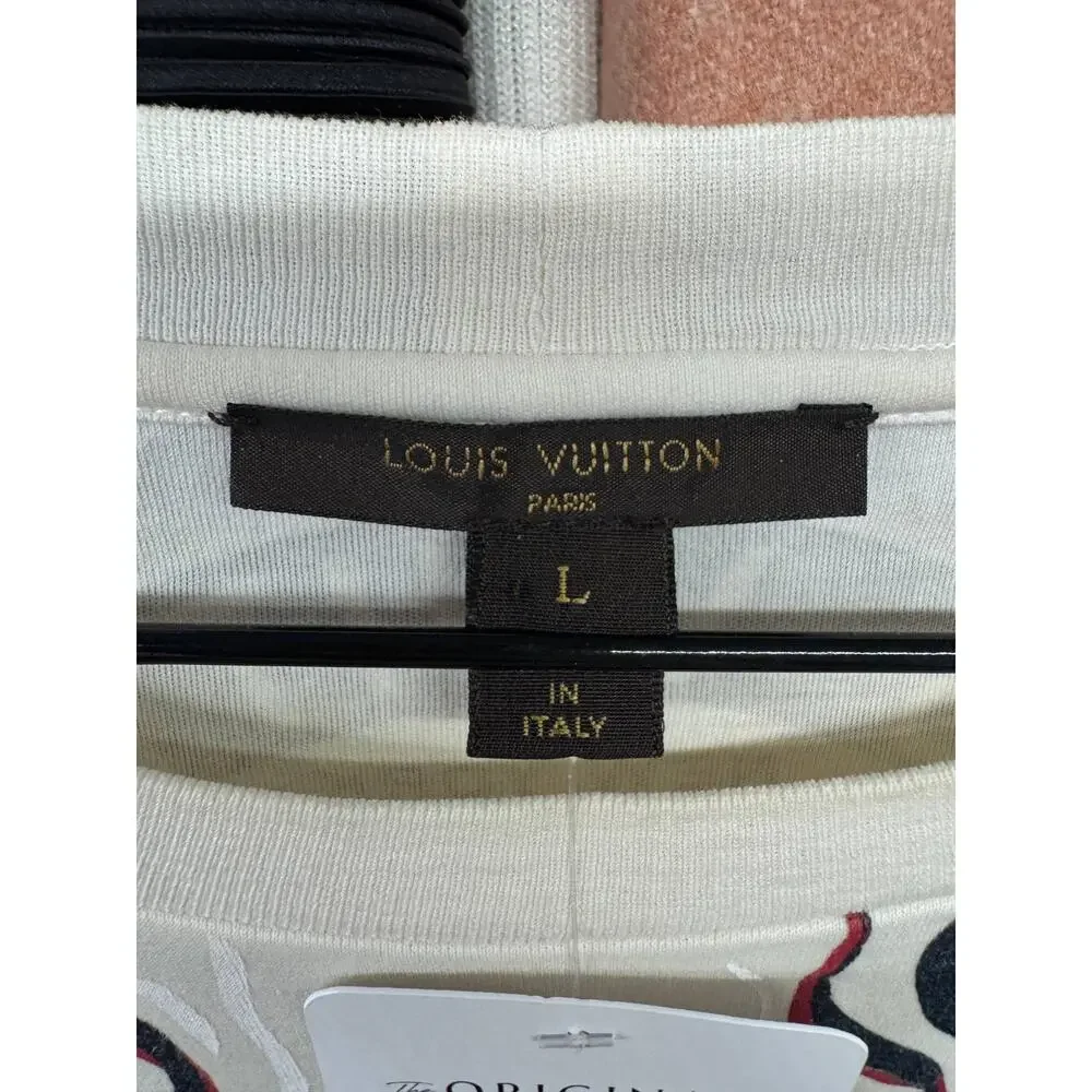 Louis Vuitton White Printed T-Shirt - Size L